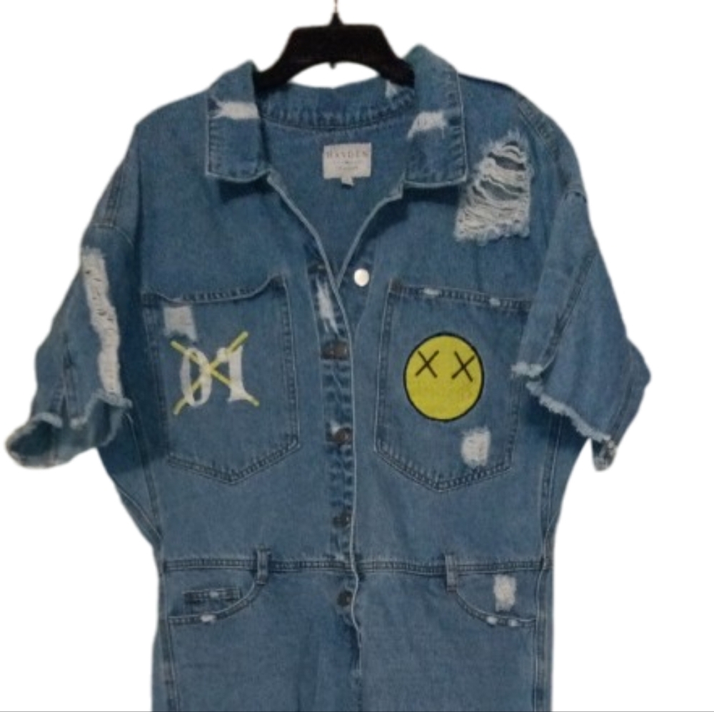 Hayden Kids Distressed Denim Jacket - Blue